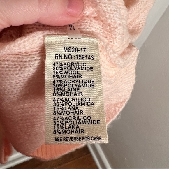 FRNCH Paris V-Neck Pointelle Cardigan Pink Pearl - Picture 11 of 11